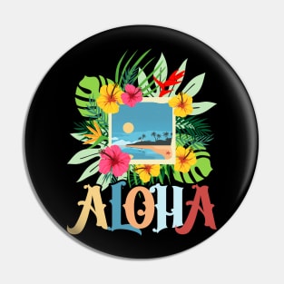 Aloha Hawaii Hawaiian Island Palm Trees Beach Vacation Pin