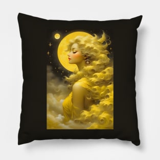 Yellow moon girl Pillow