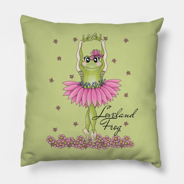 Loveland Frog - cute Cryptid ballerina Pillow by TJWArtisticCreations