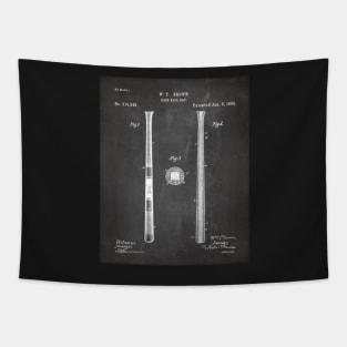 Baseball Bat Patent - Baseball Player Team Coach Art - Black Chalkboard Tapestry