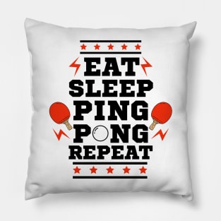 Eat Sleep Ping Pong Repeat - Red - Table Tennis Player Pillow