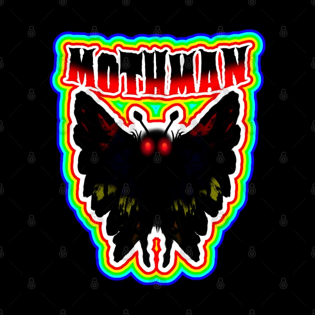 Mothman West Virginia Wing Humanoid Moth Retro Vintage Colorful by National Cryptid Society