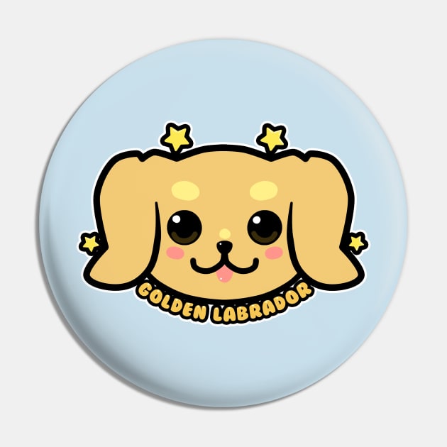 KAWAII Golden Labrador Dog Face Pin by TechraNova