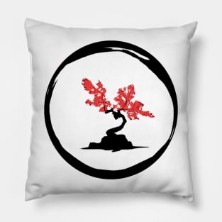 Cherry blossom sumi bonsai tree - Enso circle Zen inspired Pillow