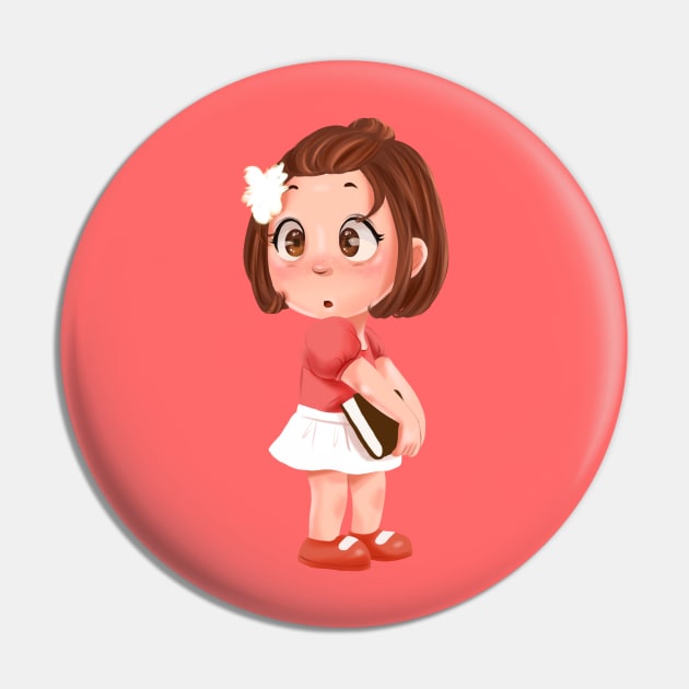 Litle Cute Girl - Hameoart Pin by Hameo Art