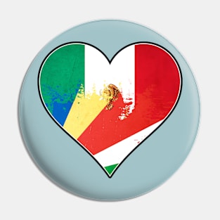 Mexican and Seychellois Heart Mix Heritage Flag Pin