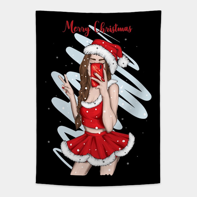 Christmas pinup girls Tapestry by MZeeDesigns