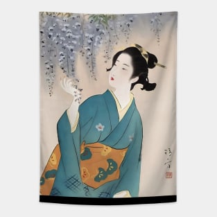 Japanese Geisha Art - Flower of Affinity by Kaburagi Kiyokata Tapestry