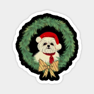 Christmas with Fluffy Small White Dog I Love My Crusty White Dog Puppy So Much Magnet