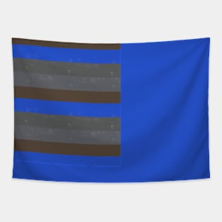 Bright Blue, Brown and Grey Rough Painted Style Stripes Tapestry