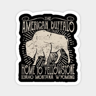 American Buffalo In Yellowstone, Vintage/Retro Design Magnet