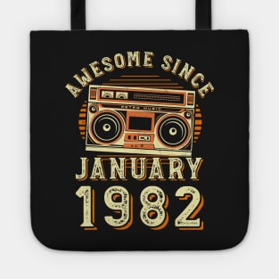 Funny Birthday Quote, Awesome Since January 1982, Cool Birthday Tote