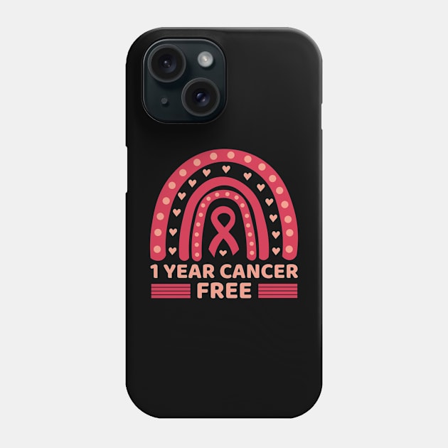 1 Year Cancer Free Cute Pink Breast Cancer Rainbow Phone Case by Illustradise