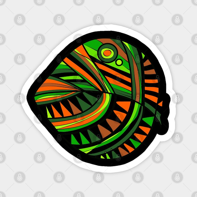 Mazipoodles New Fish Head Leaf Black Green Orange Magnet by Mazipoodles