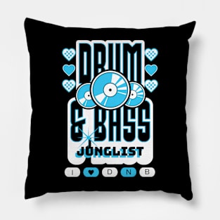 DRUM AND BASS  - 3 Records & Hearts (white/blue) Pillow