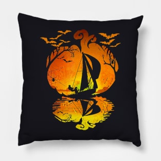 Sailboat Silhouette Pumpkin Halloween Sailing Costume Pillow