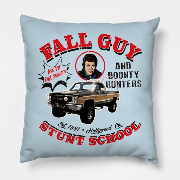 Fall Guy Stunt School and Bounty Hunters Pillow by Alema Art