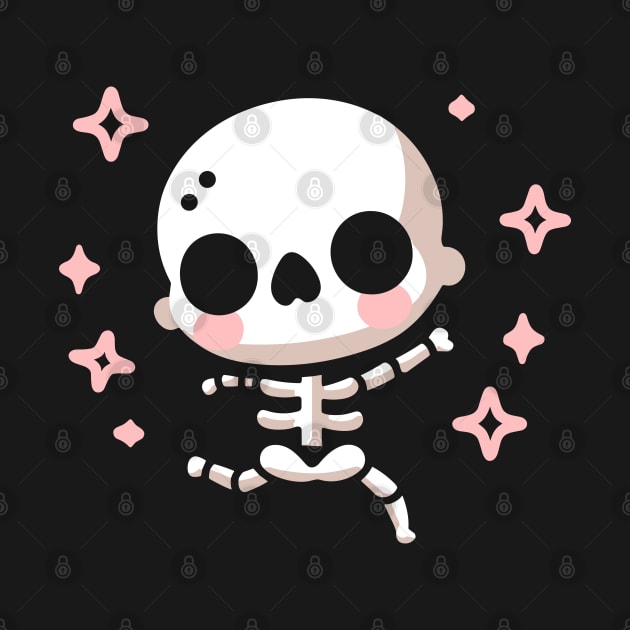 Cute Happy Skeleton Dancing | Kawaii Halloween Design for Skeleton Lovers by Nora Liak