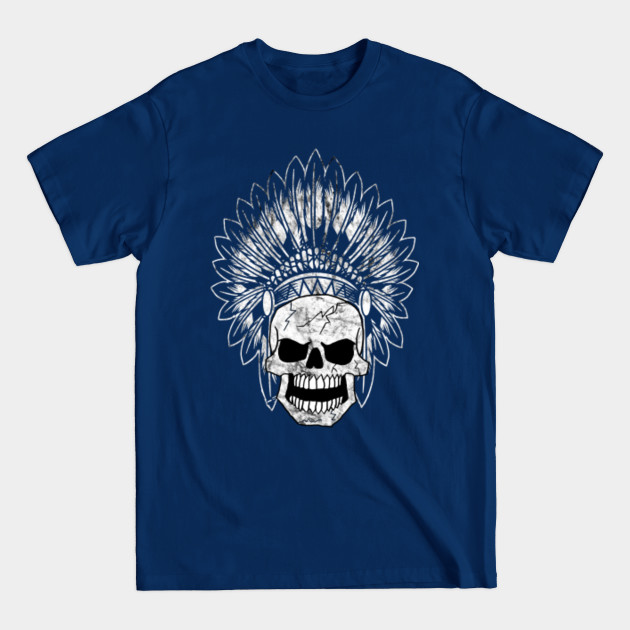 Disover Native American Skull Indian Chief Warrior Feather Headdress - Native American - T-Shirt