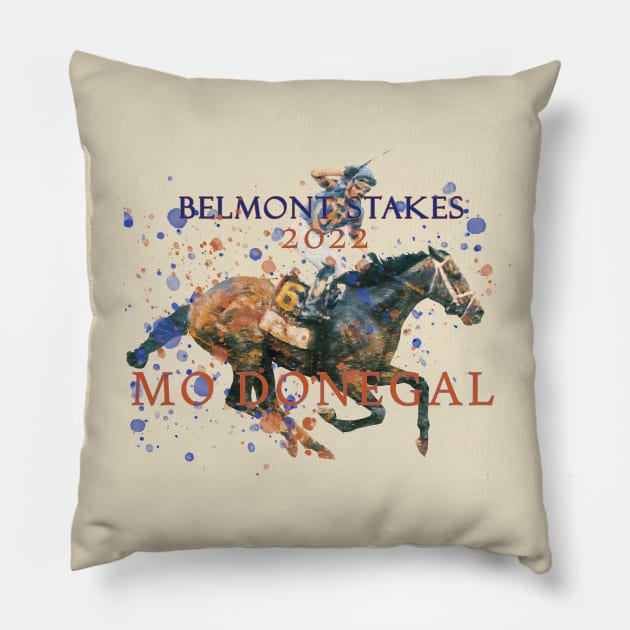 Famous Racehorses - Mo Donegal Belmont Stakes 2022 Pillow by Ginny Luttrell