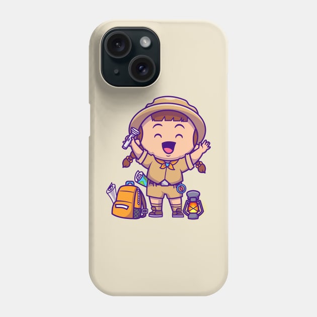 Cute Traveller Girl Cartoon Phone Case by Catalyst Labs