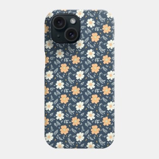 Simple cute floral	navy blue Phone Case