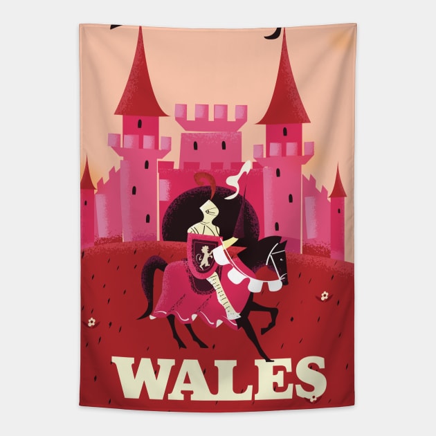 Wales Vintage Castle Tapestry by nickemporium1