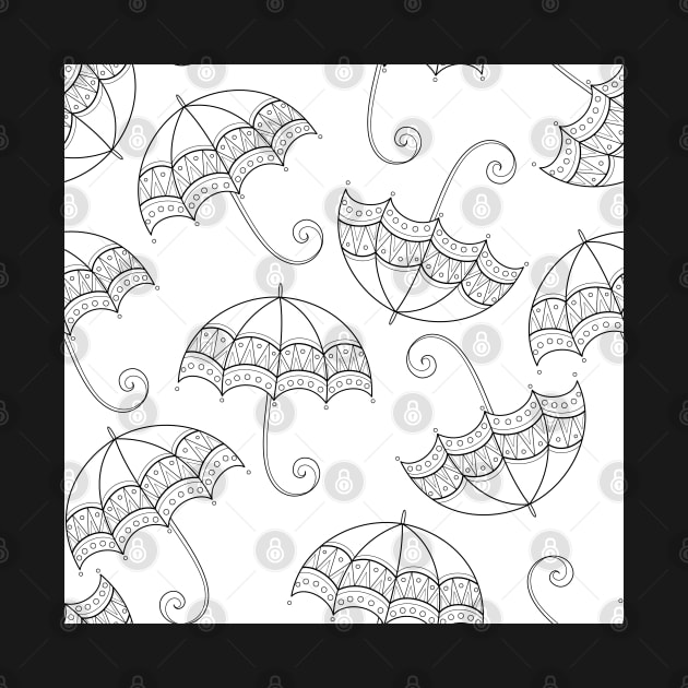 Noncolored Flying Umbrellas Print by lissantee