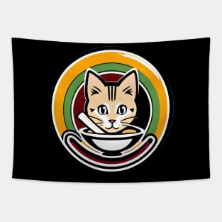 Cute Japanese Cat ramen Tapestry