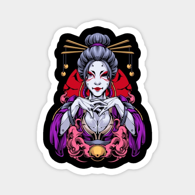 Cyberpunk Geisha Girl Magnet by SLAG_Creative