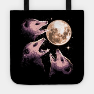 Three Opossums Howling at the Moon Funny Possum 3 Opossum Tote