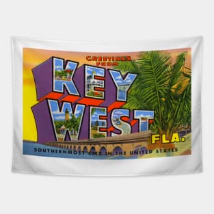 Greetings from Key West, Florida - Vintage Large Letter Postcard Tapestry