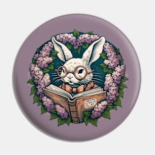 Reading Bunny Rabbit Pin