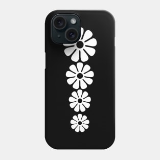 60's 70's Retro Large Flowers White on Black Phone Case