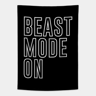 Beast Mode On 2 - Fitness Motivation Minimalist Typography Tapestry