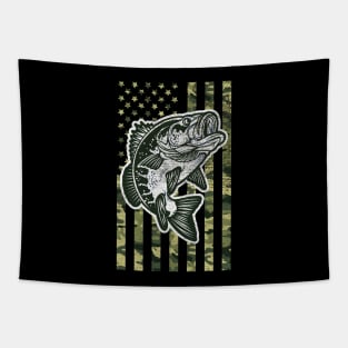 Bass Fishing American Camo USA Flag, Fisherman Gift Tapestry