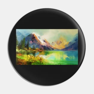 Majestic Peaks and Serene Lakes: A Vibrant Mountain Landscape Oil Painting #3 Pin