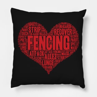 Fencing Heart Saber Epee Fence Gift graphic Pillow