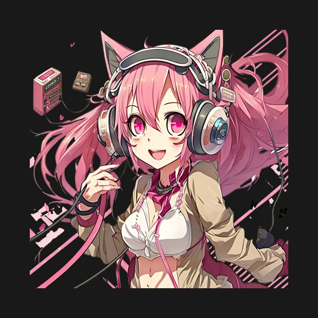 Cat women with headphones by ATScreations