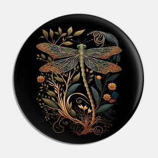 Cottagecore Floral Aesthetic Dragonfly Pin