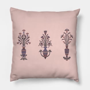 Ancient Greece Inspired Floral Vase Motif Pillow