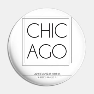 Chicago City Minimal Typography 2 Pin