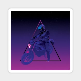 Biker on motorcycle Synthwave style Magnet