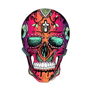 Blue Red Blend Los Muertos Skull T-Shirt