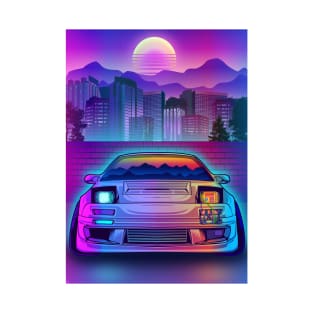 Neon Mazda RX7 Miata Synthwave T-Shirt