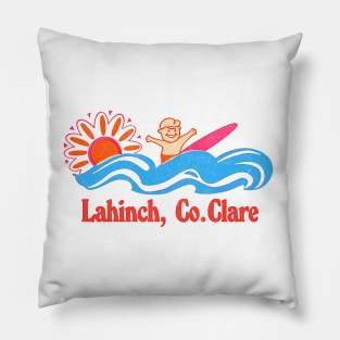 Lahinch, Co Clare - Irish Retro Surf Gift Design Pillow