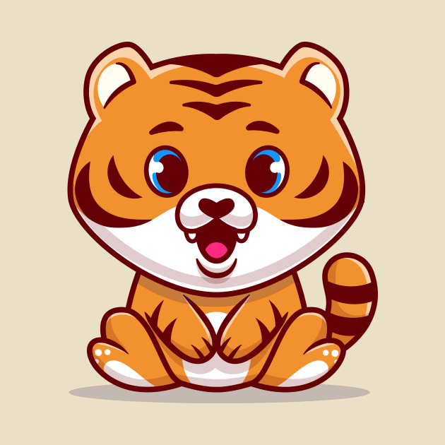 Cute Baby Tiger Sitting Cartoon by Catalyst Labs