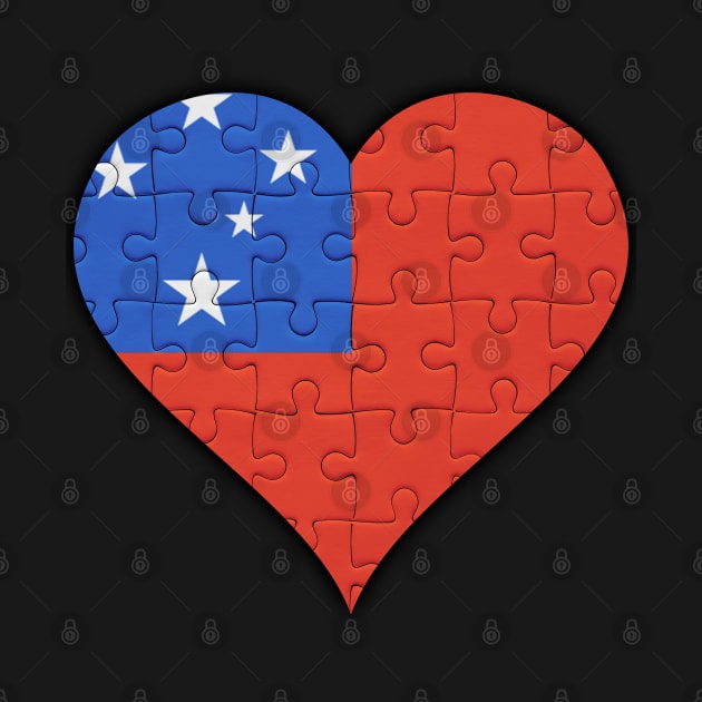 Samoan Jigsaw Puzzle Heart Design - Gift for Samoan With Samoa Roots by Country Flags