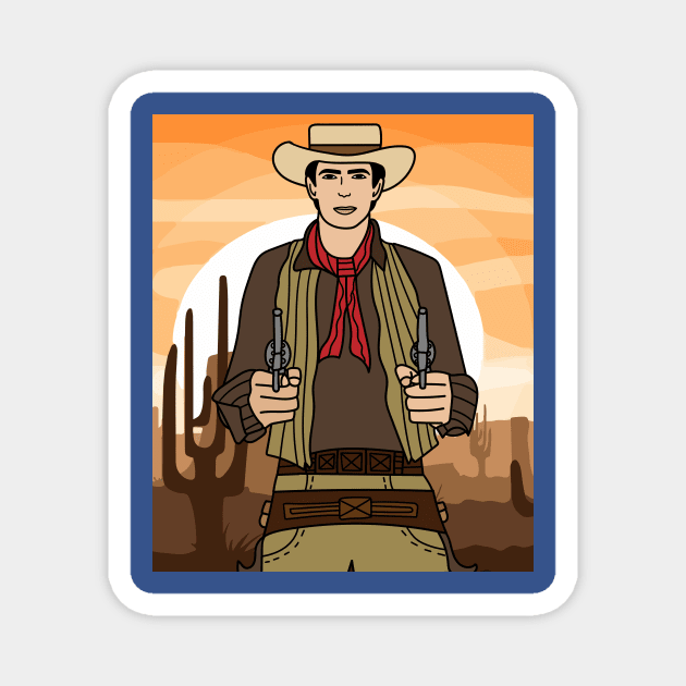 Retro Wild West Cowboys Rodeo Magnet by flofin