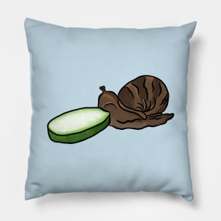 Snail Eating Cucumber Meme Pillow